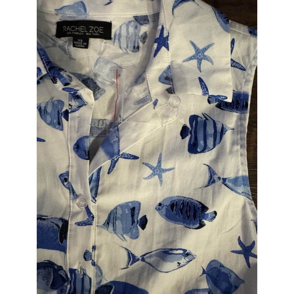 Rachel Zoe Dress Womens Fish Starfish Print Sleeveless Maxi Summer Beach Sz:XS - Picture 6 of 9